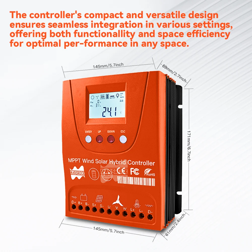 2000W 2400W 3000W Hybrid Wind Solar Power System Charge Controller 12V 24V 48V MPPT Wind Solar Charging Regulator With Bluetooth