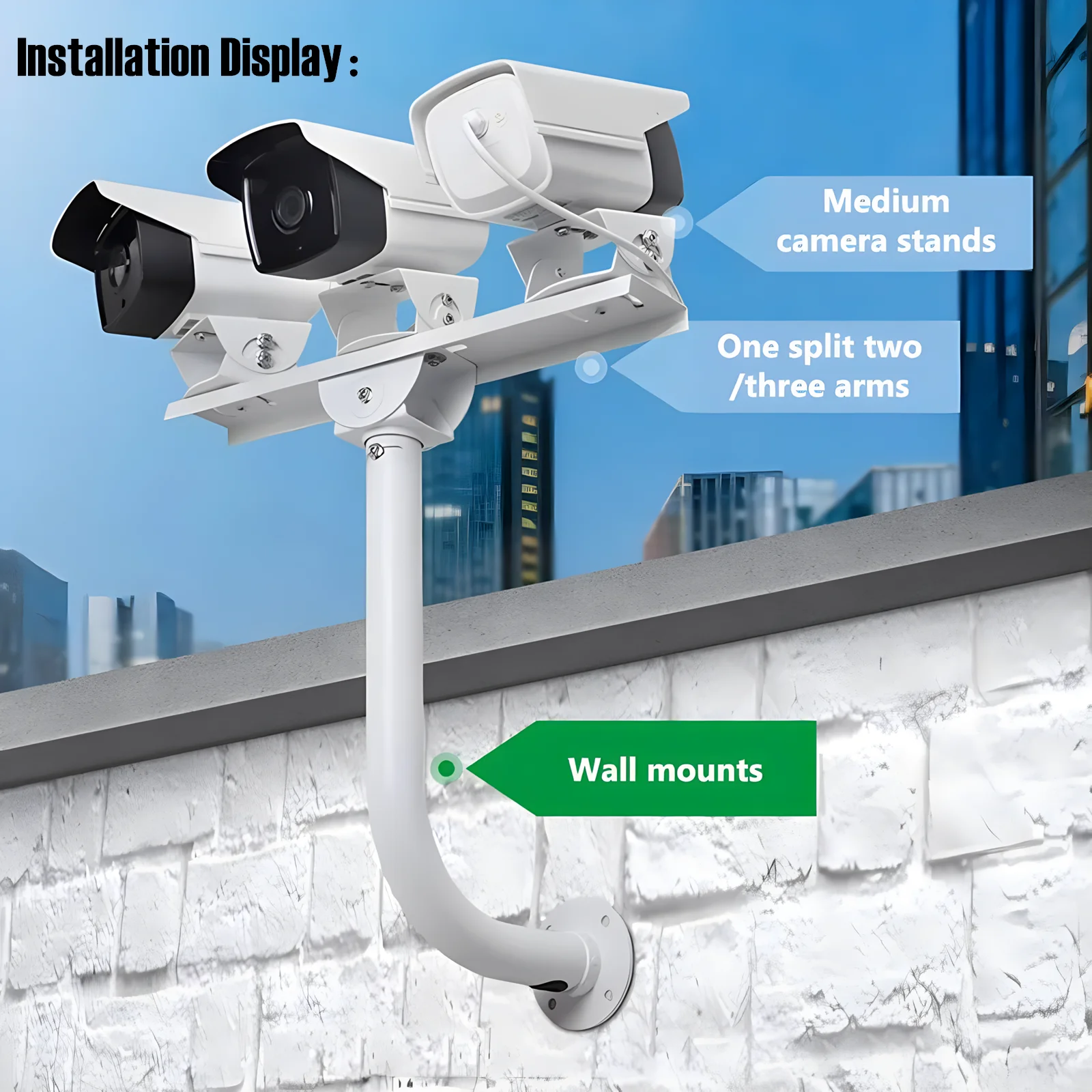 One-to-two Camera Bracket Twin Cameras Support Double Camera Mount Extension Bar Universal Security Dual Camera Mounting Bracket