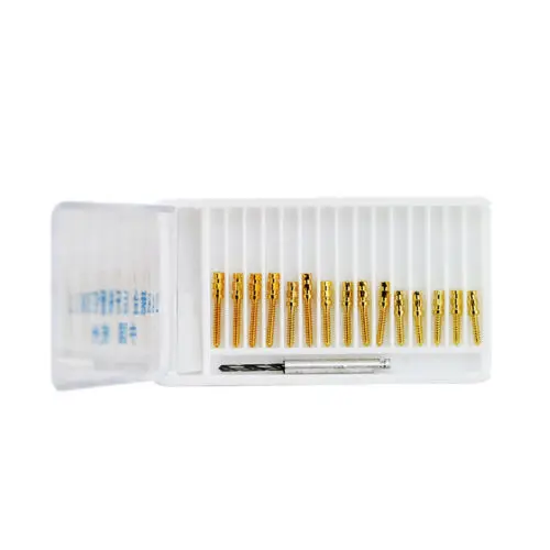 Enhance Dental Accuracy with 15 Tapered BM1.2 24K Gold Plated Screw Posts and Drills - Durable Stainless Steel Construction