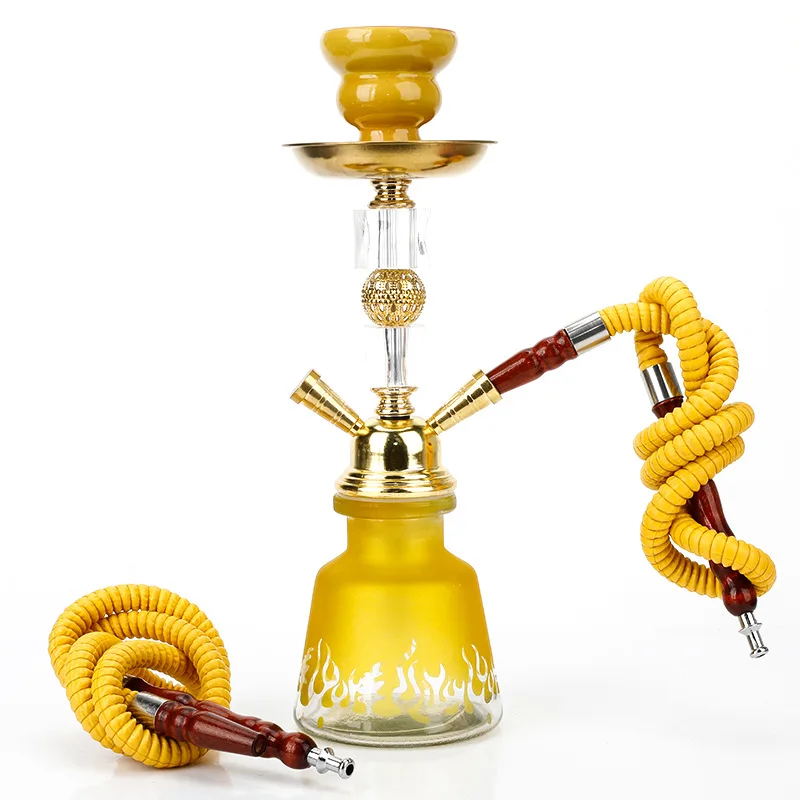 Travel Arabian Hookah Shisha Set with Double Hose, Charcoal Tongs, Small Glass Bottle, Smoking Accessories, Birthday Gift