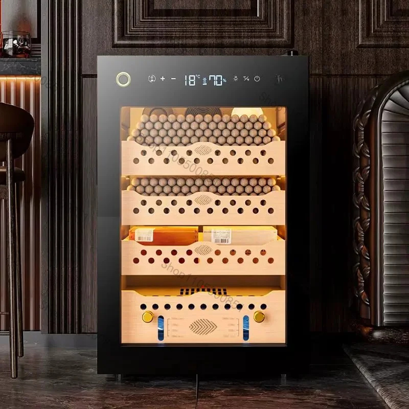 Fingerprint Lock, Cigar Cabinet, Constant Temperature and Humidity, Cedar Wood Shelf, Water Ion Removal of Ammonia Alcohol, WIFI