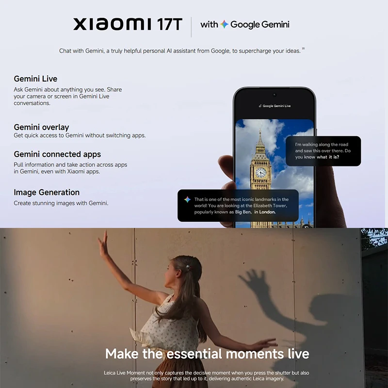 Versión Global Xiaomi 17T, Teléfono Móvil con Pantalla AMOLED HDR10 de 6.59′, Lente Leica Summilux de 50MP, Batería de 650OmAh, Smartphone Xiaomi HyperAI 6