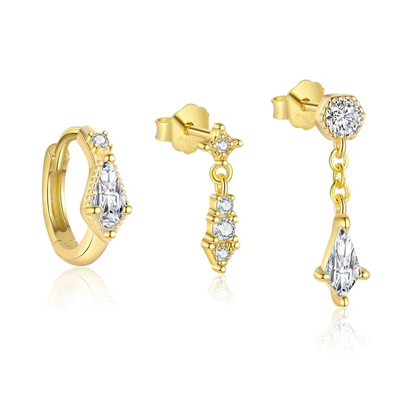 SOFTPIG, 1 Uds., Plata de Ley 925 auténtica, pendientes de aro pequeños redondos de circonita con luz de estrellas para mujer, joyería fina, regalo geométrico