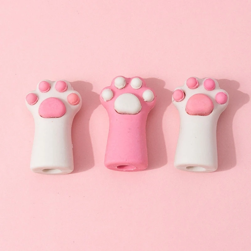 3pcs Cartoon Pencil Toppers Cat Claw Pencil Sleeve Cover Silicone Pencil Caps Decorative Pencil Extender Silicone Shield D5QC