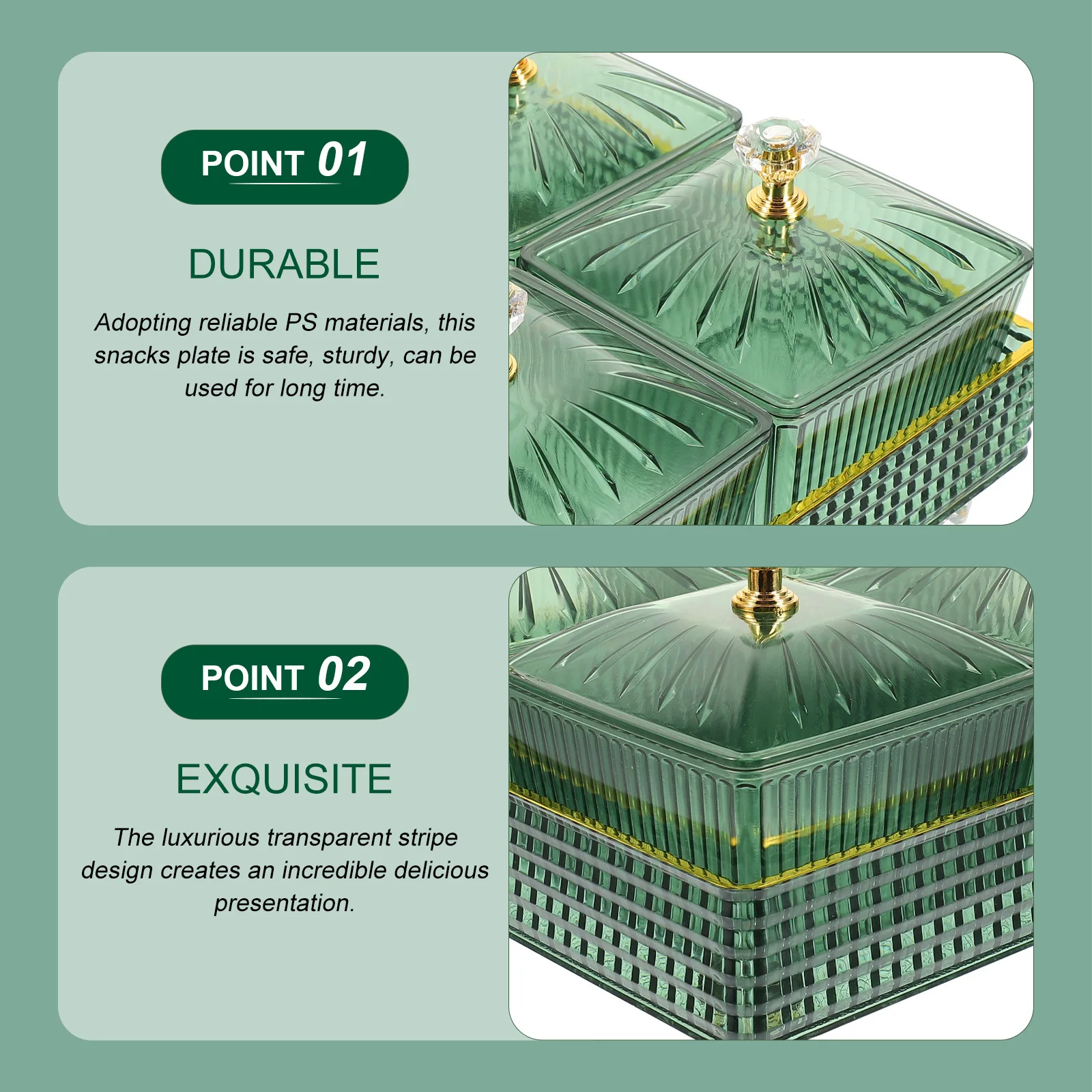 

1 Set Of Snack Dish With Tray Divided Serving Plates For Fruit Plate Food Storage Bowl Home Party Candy Cookie Container Desktop