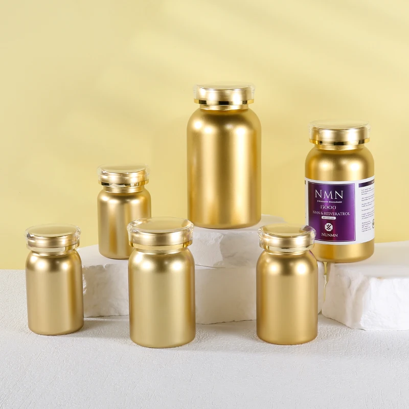 Sample link Gold Small Transparent Plastic Pet Capsule Bottles with Lids for Candy Jar Packaging, Fancy