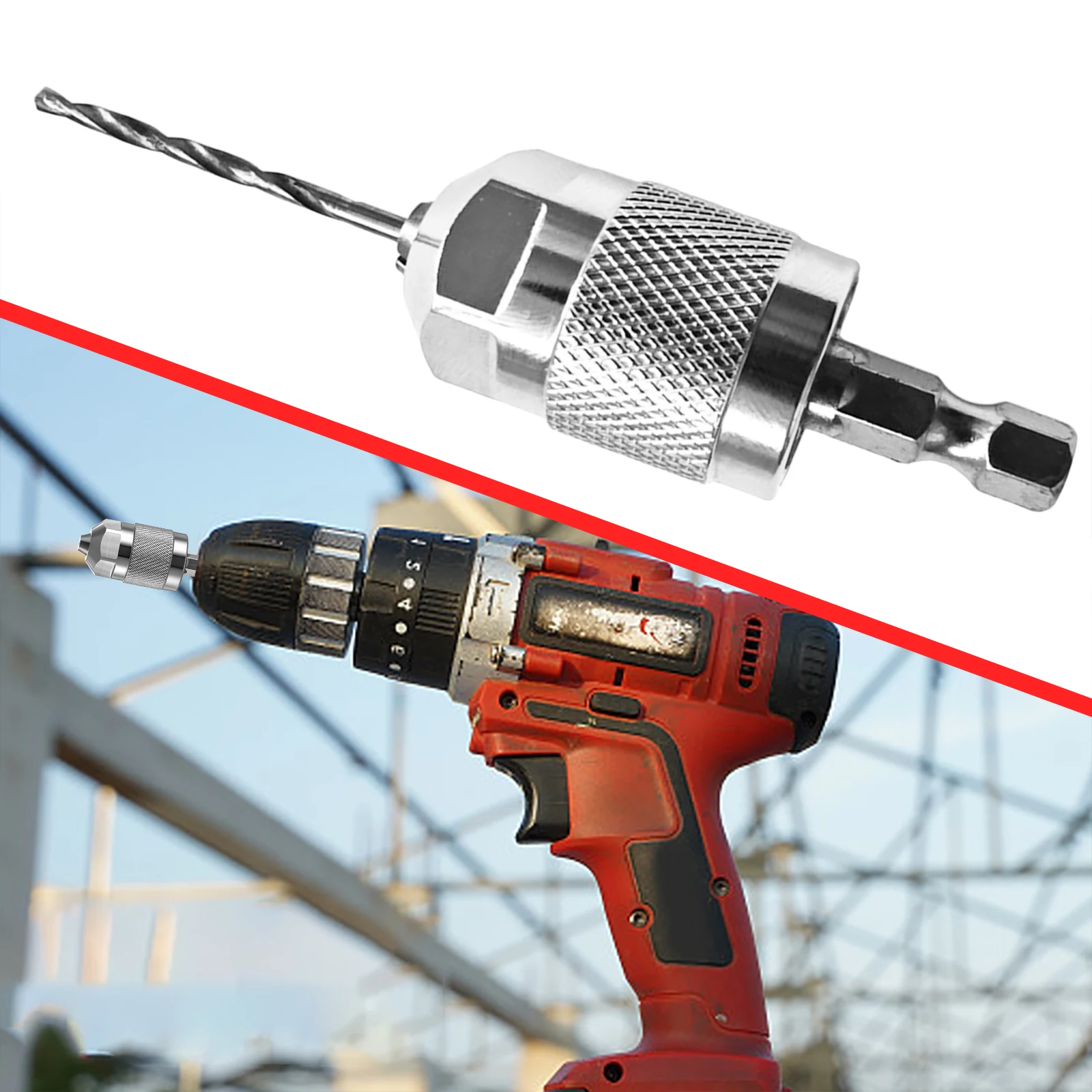 Drill Chuck Adapter Aluminum Alloy Quick Change Tool Hex Shank Keyless Chuck Adapter for Pneumatic Electric and Manual Tools