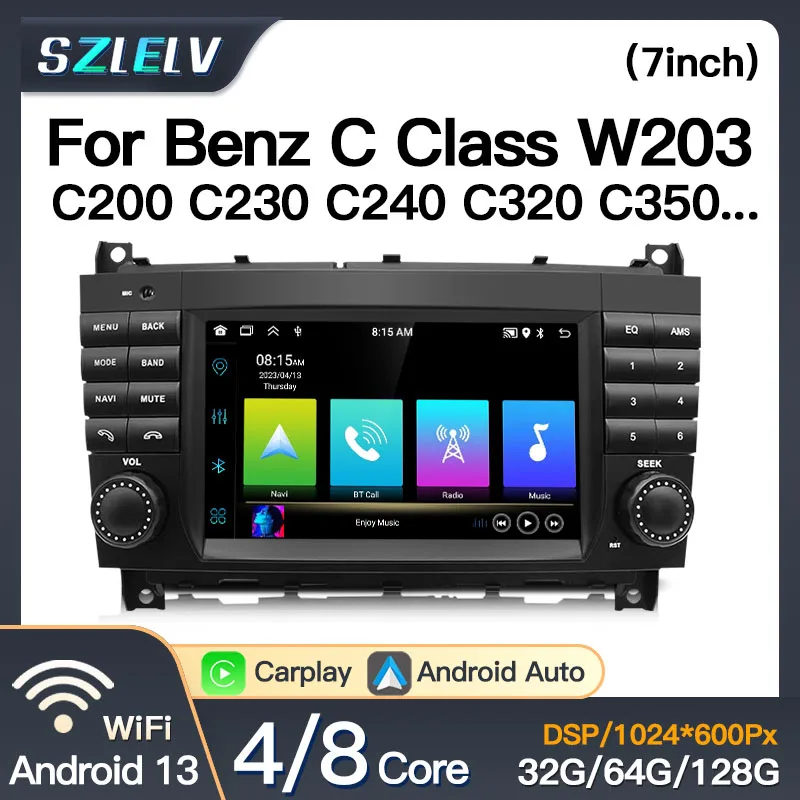 7 ''für Mercedes Benz C-Klasse W203 CLC W203 2004-2007 Bildschirm Android 13 Auto Radio Multimedia Player carplay Auto Stereo GPS Navi