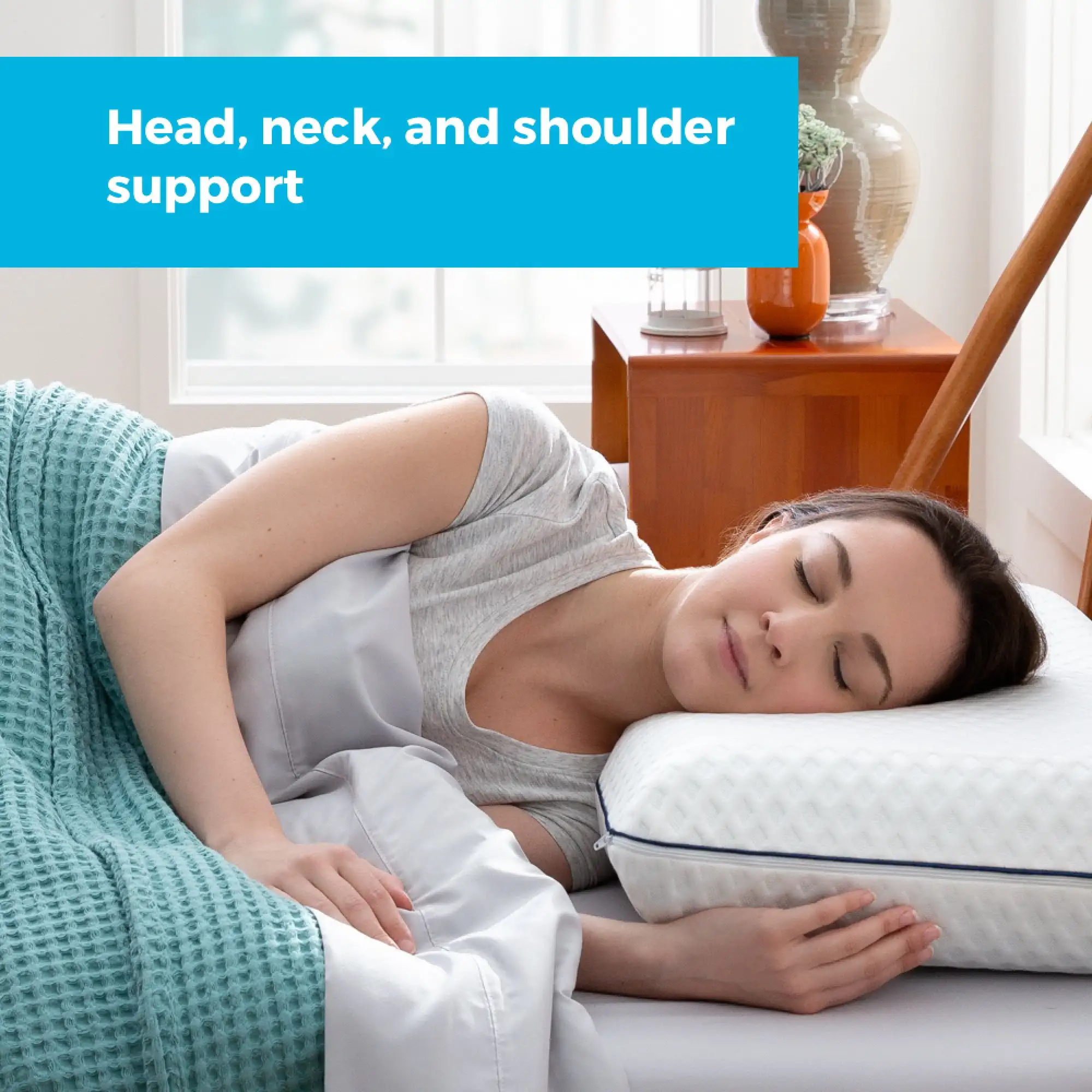 Medium Feel Standard Size Ventilated Gel Memory Foam Bed Pillow, Temperature Regulating Infusion with Washable Cover