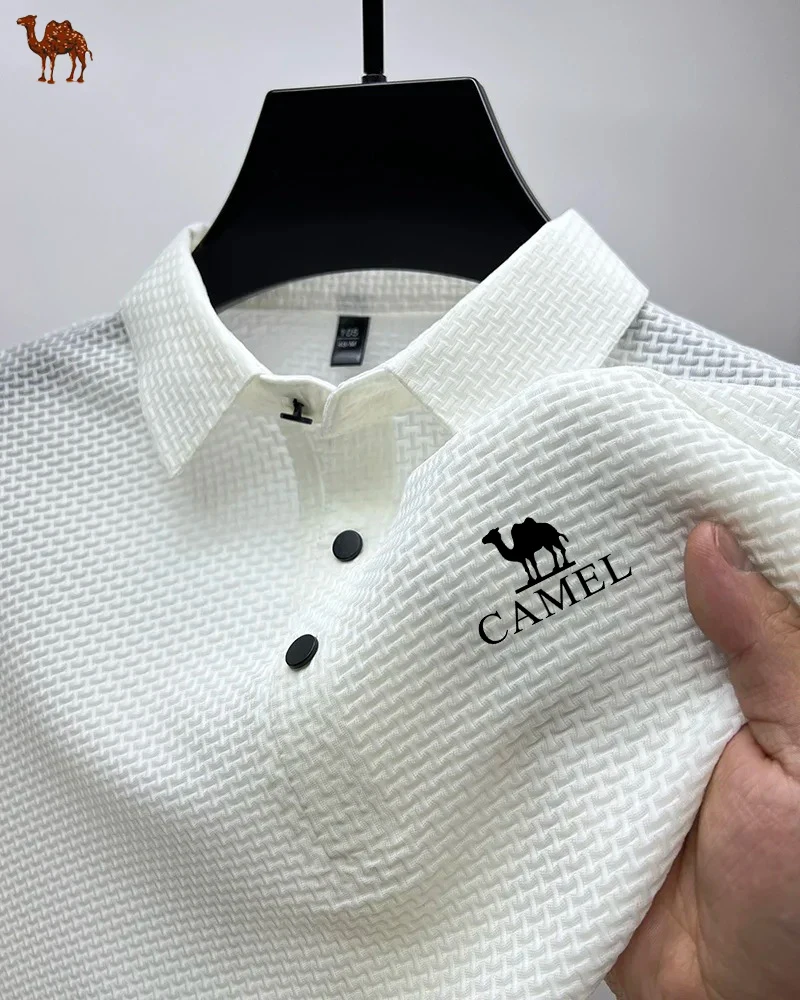 Camel High end Brand 2024 New Men\'s T-shirt Polo Shirt Solid Color Personalized Fashion Casual Spring/Summer Low Price Popular