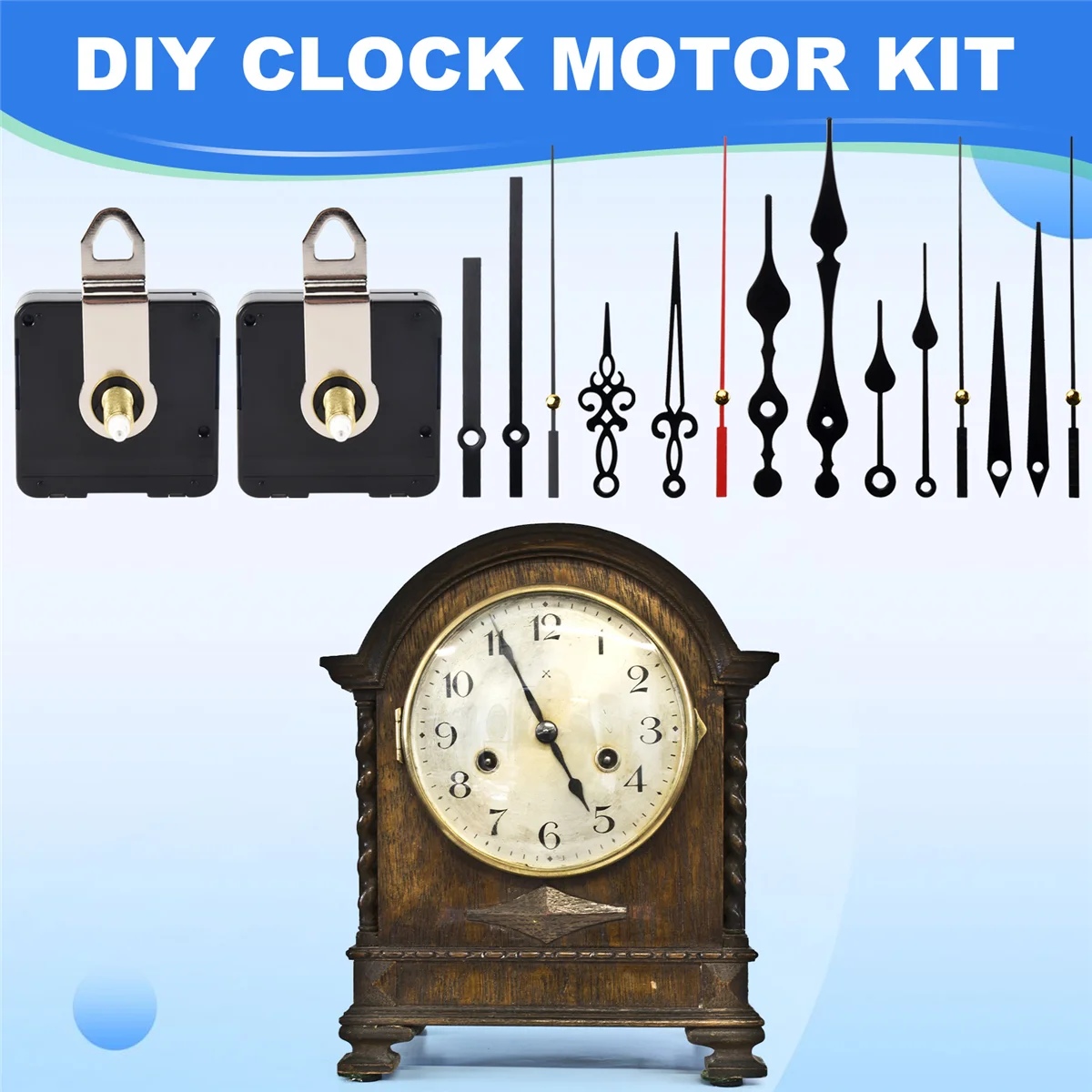 

32mm Long Shaft DIY Quartz Clock Movement Mechanism with 5 Different Pairs Hands Wall Clock Repair Parts Replacement
