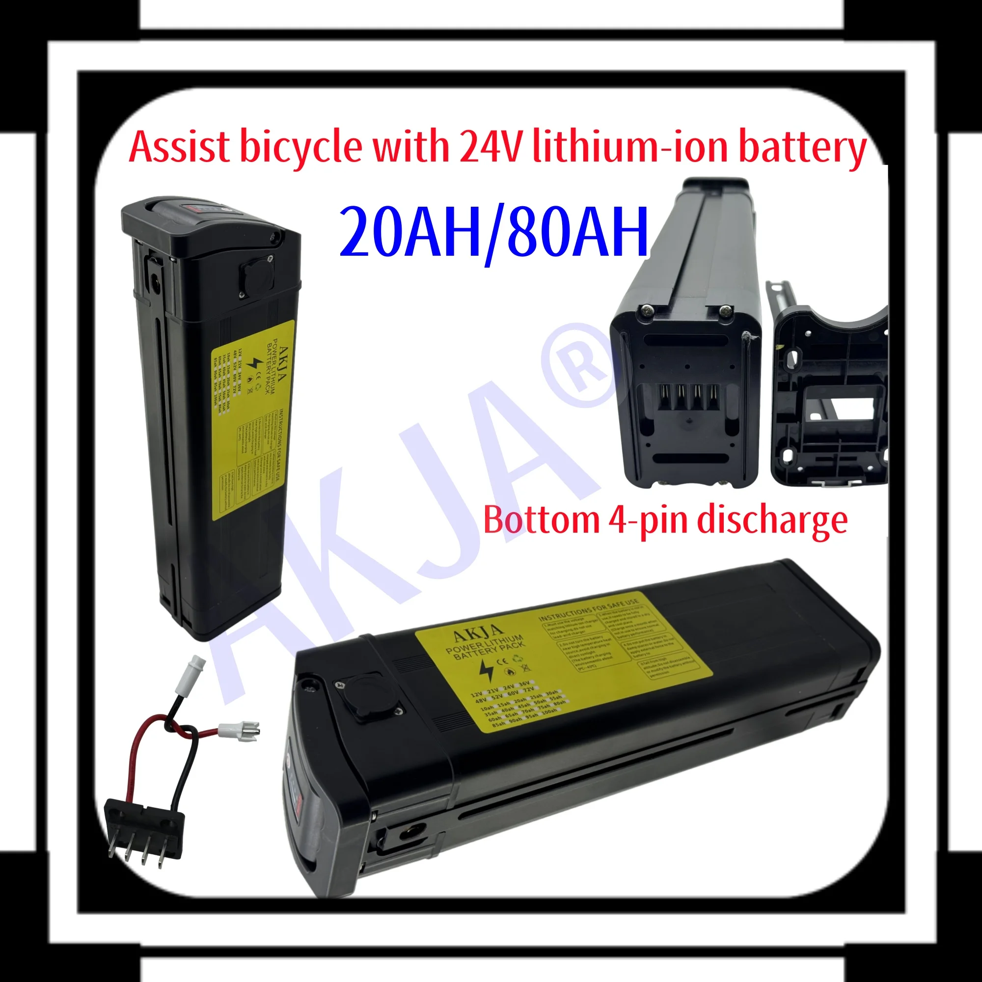 

Power assisted bicycle 24V80AH 18650 large capacity lithium battery pack, suitable for Silverfish motors below 500W-2000W