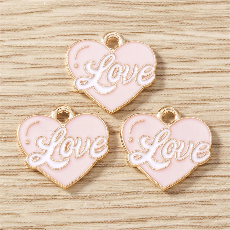 10 Stück süße Mischung Emaille Liebe Herz Buchstaben Charms Anhänger für DIY Halsketten Ohrringe Valentinstag Schmuckherstellung Zubehör – Detail 5