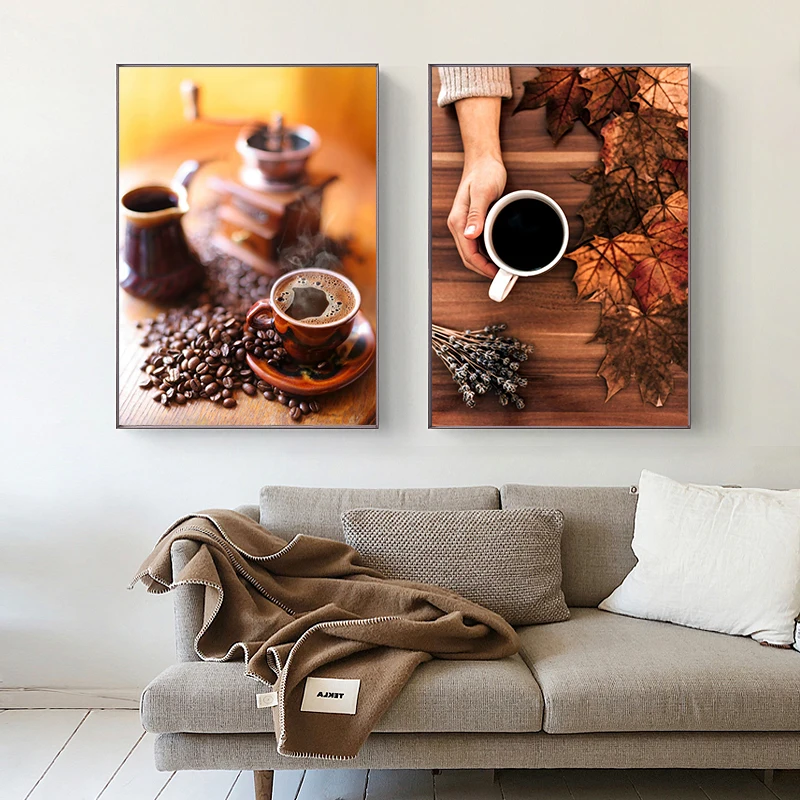 Vintage Coffee Beans Coffee Time Wall Art Aesthetics Print Canvas Painting Posters for Living Room Modern Home Decor