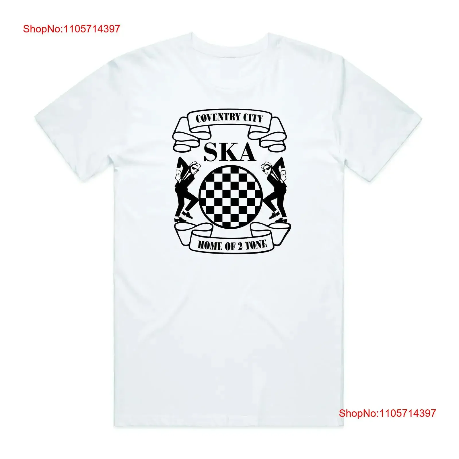 Home of SKA Coventry City DTG T Shirt Rude Boy 2 Tone Reggae Black and White Check vintage Washed Stylish Slightly graphic