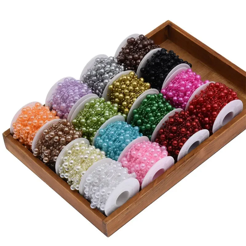 

10M/Roll Artificial Pearls String Beads Chain String Garland Flowers Pearl Beaded Trim for DIY Wedding Party Decor 8mm and 3mm