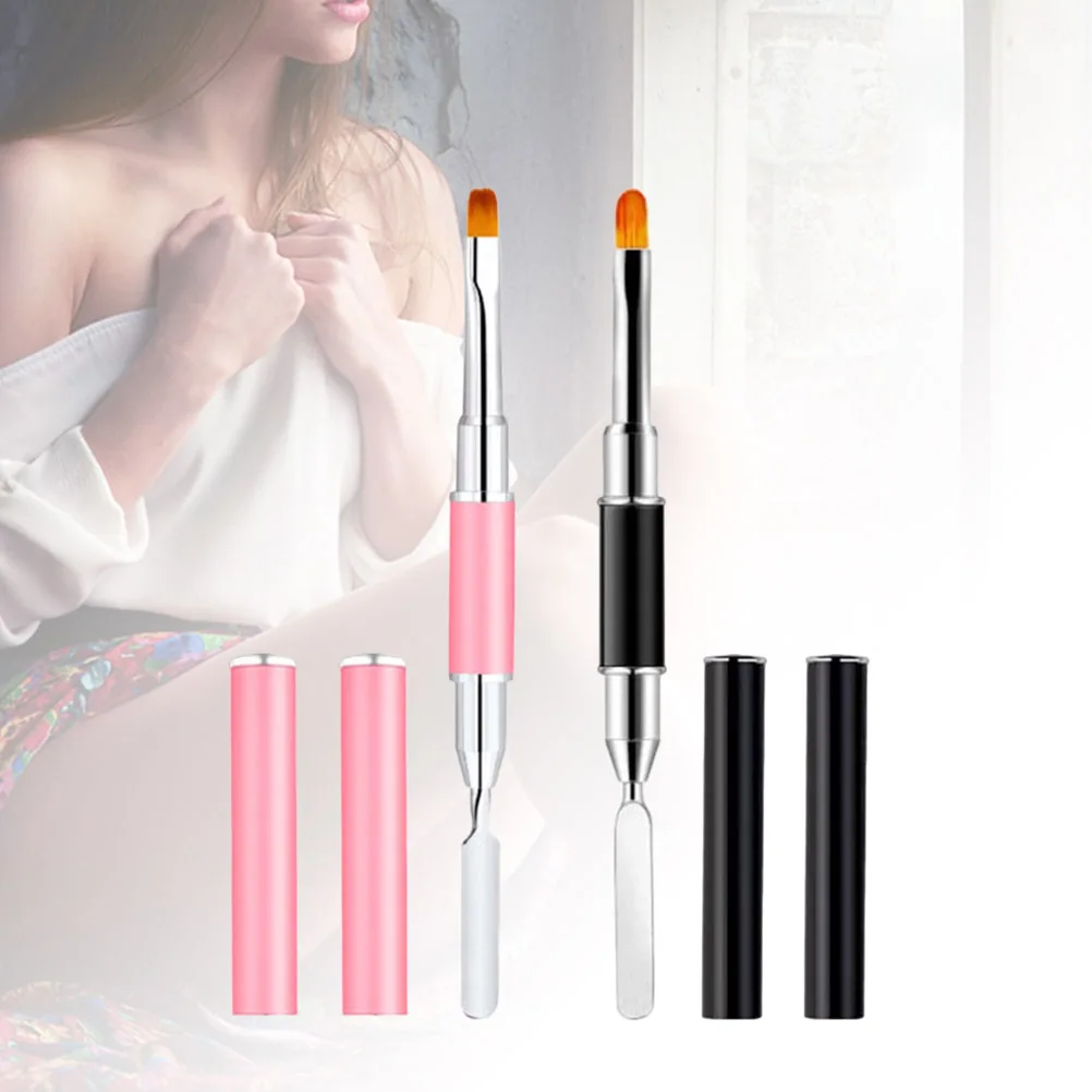 2Pcs Nail Extended Glue Pen Multi-Function Manicure Tool for Sparkling Nail Art Decoration Pen Pink Black