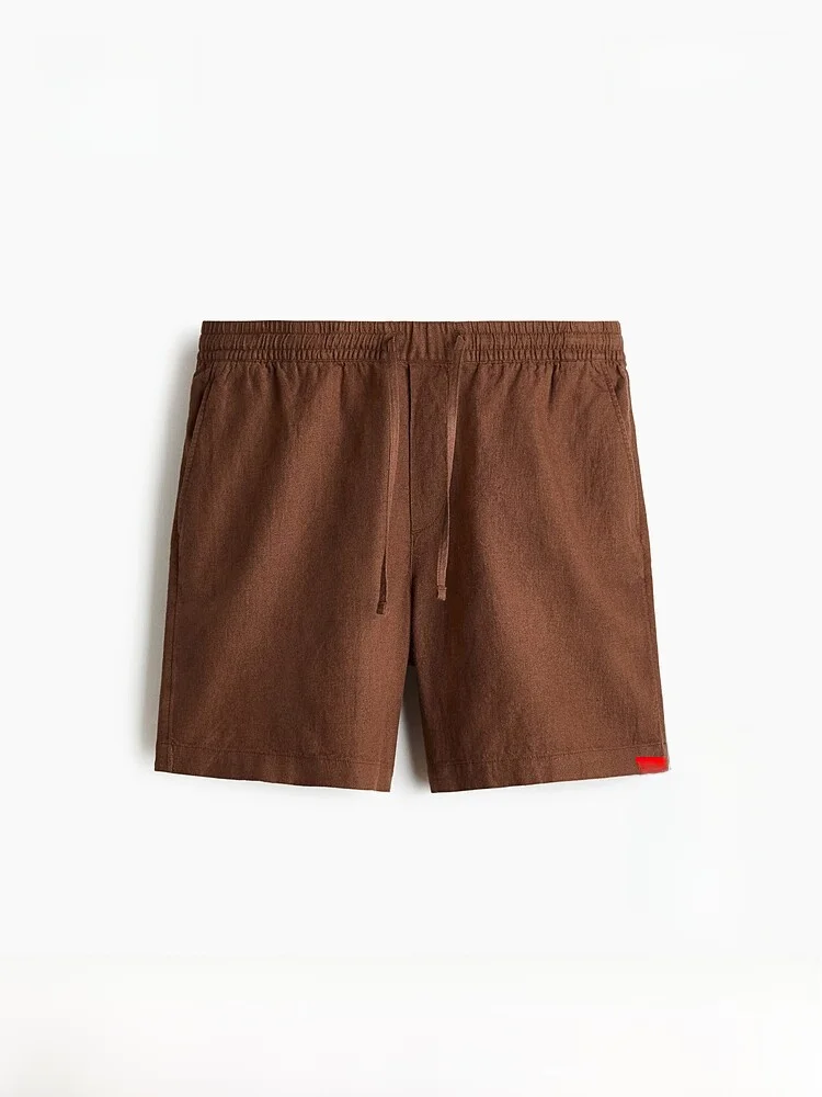 

H&M Men's Casual Style Linen Blend Shorts Summer New Arrival 1321156 Comfortable Breathable Lightweight Loose Fit Shorts