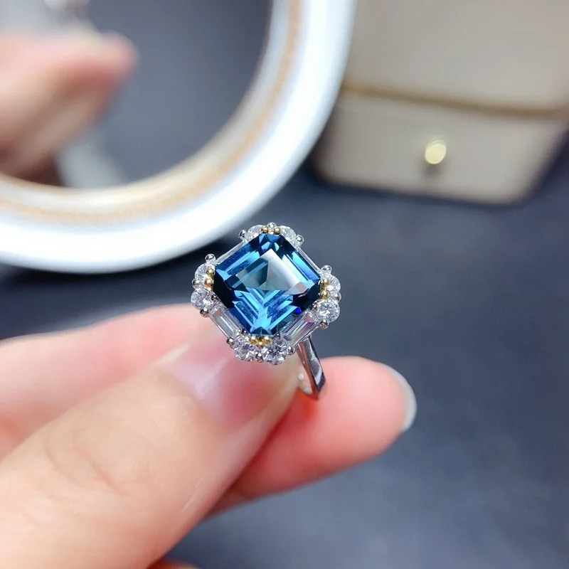 Blue Sapphire Princess Ms. Color-Split Opening Ring 925 Sterling Silver Pendant Necklace - Jewelry Gift