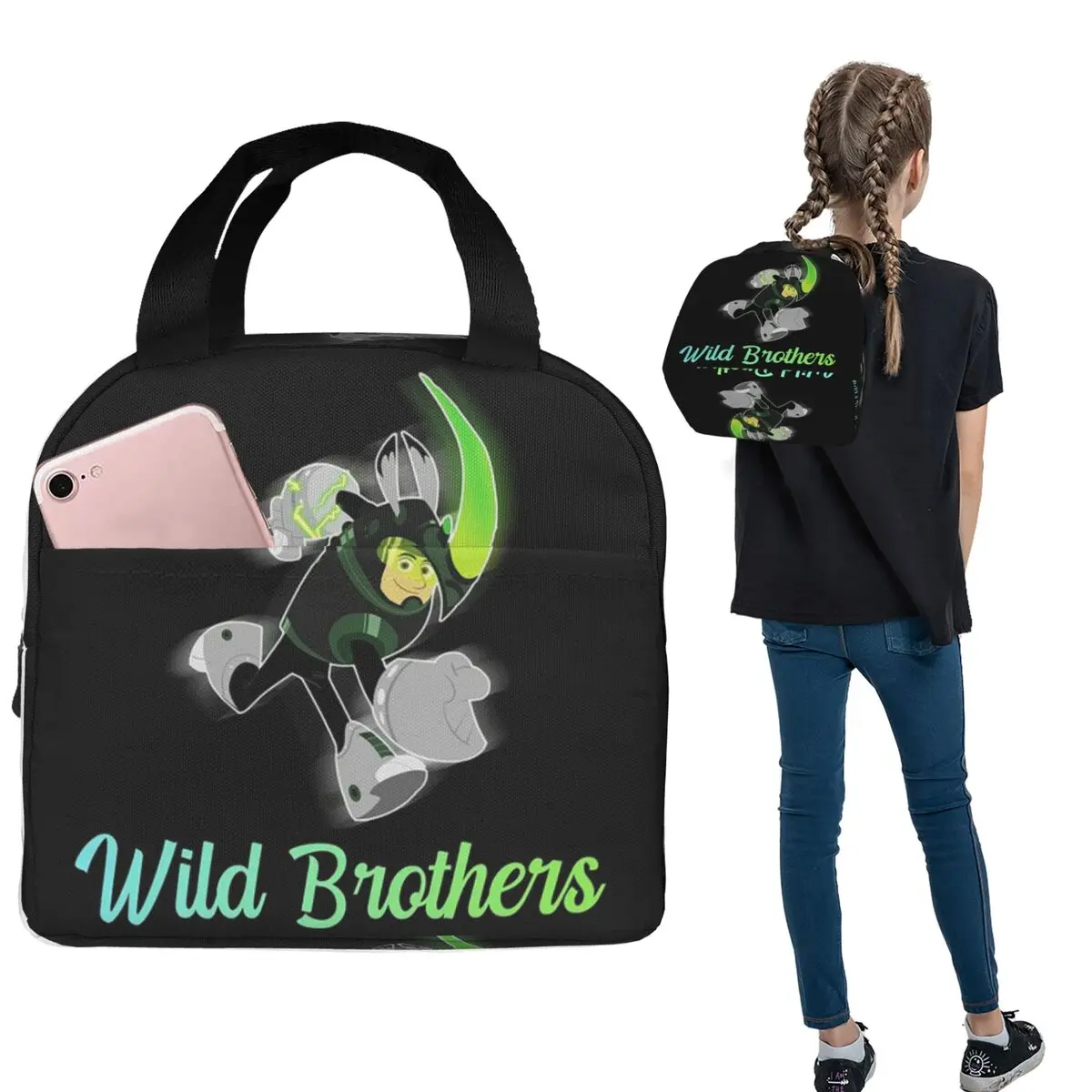 

Сумки для обеда Kratts Wild Brothers, изолированная коробка для бенто, портативная сумка для обеда, многоразовая термосумка-холодильник для женщин и детей, путешествия
