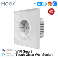 Smart WiFi Socket 16A EU by MOES, Glass Panel Touch Outlet with Energy Monitor, Compatible with Alexa & Smart Life App​