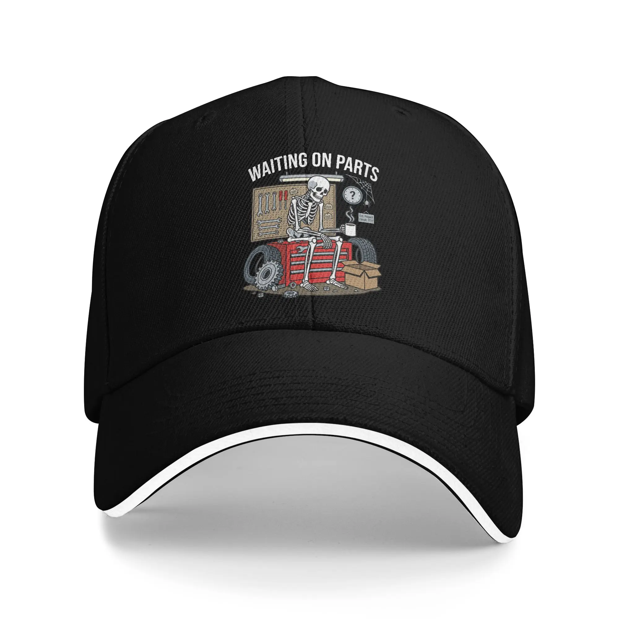 Waiting On Parts Skeleton Mechanic Funny Auto Repair Sun Baseball Cap  Spring y2k Cute Trucker Hat For Female Male Baseball Caps