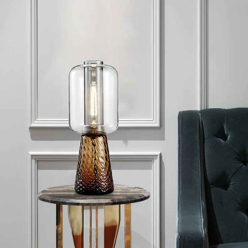 Luxury Simple Creative New Nordic Water Pattern Glass Desk Lamp Light Living Room Bedroom Decoration Bedhead Desk Lamp