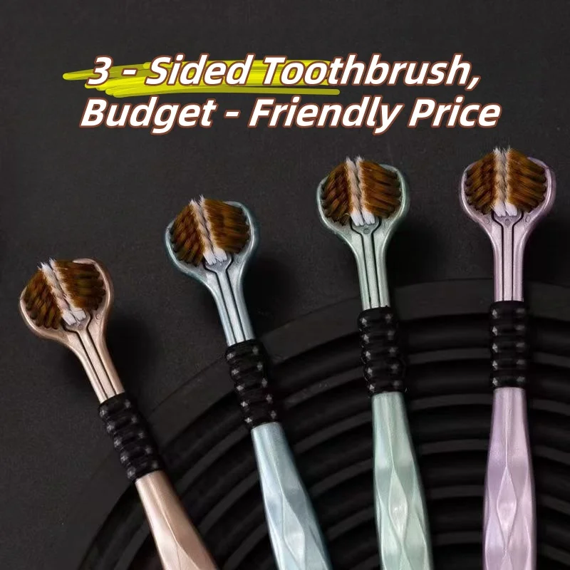 

2Pcs Three-Sided Toothbrush Head for Adults - Family Pack Three-Dimensional Efficient Cleaning Daily Gum Care Oral Health