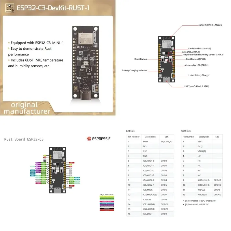 ESP32-C3-DevKit-RUST-1 RUST Training Development Board