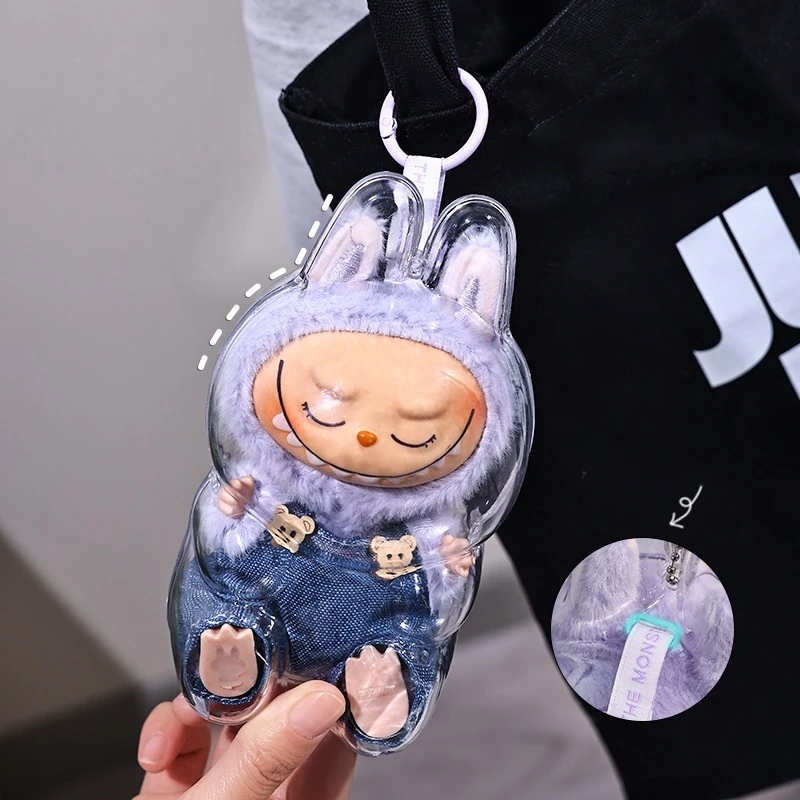 For Labubu V1 V2 Transparent Protective Case Plush Toy Dustproof Hanging Plush Doll Bag Display Cover Children's Toy Gifts