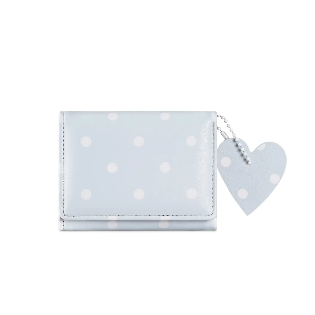 Women'S Bifold Wallet Delicate Texture Pu Women'S Wallet Polka Dot Wallet Compact Key Hanging Pouch For Dating Shopping Outfit