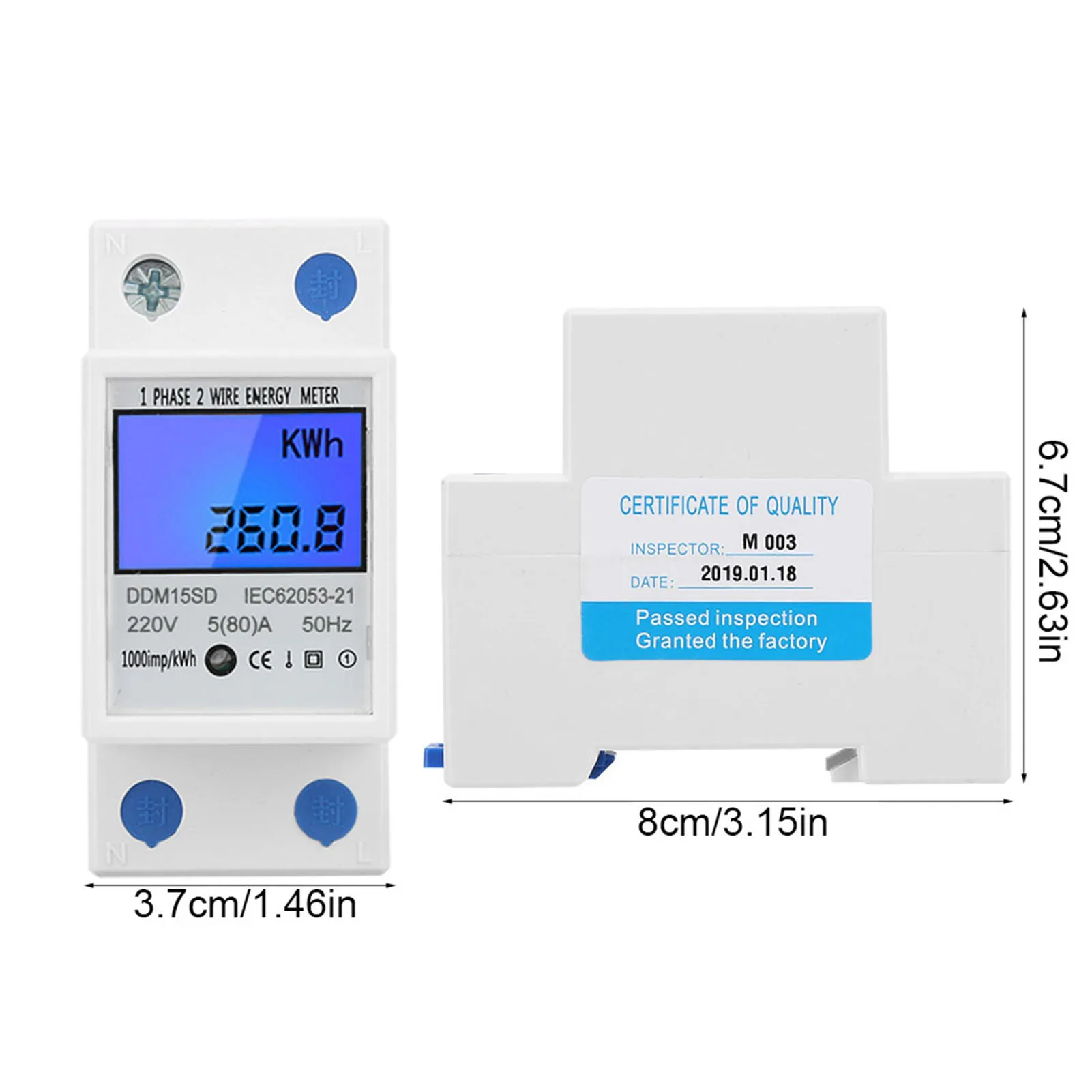 5-80A DDM15SD LCD Backlight Digital Display Single Phase Electronic Energy KWh Meter Energy Meter KWh Meter Electronic KWh Meter