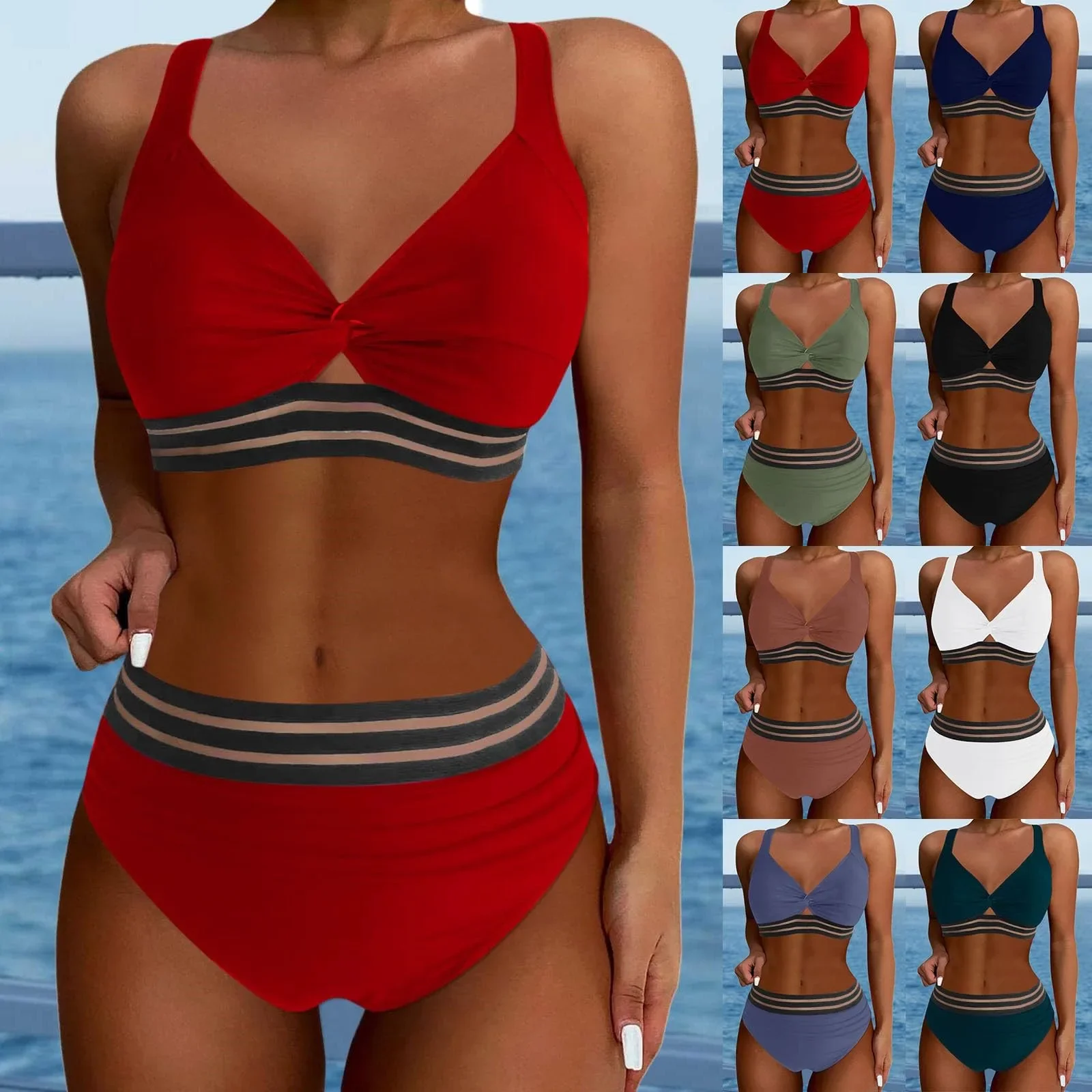 Sexy Swimsuit Women High Waist Bikinis Swimming Wear for Bathing Suit Biquinis Summer Swimwear Women's Bikinis Set Beachwear