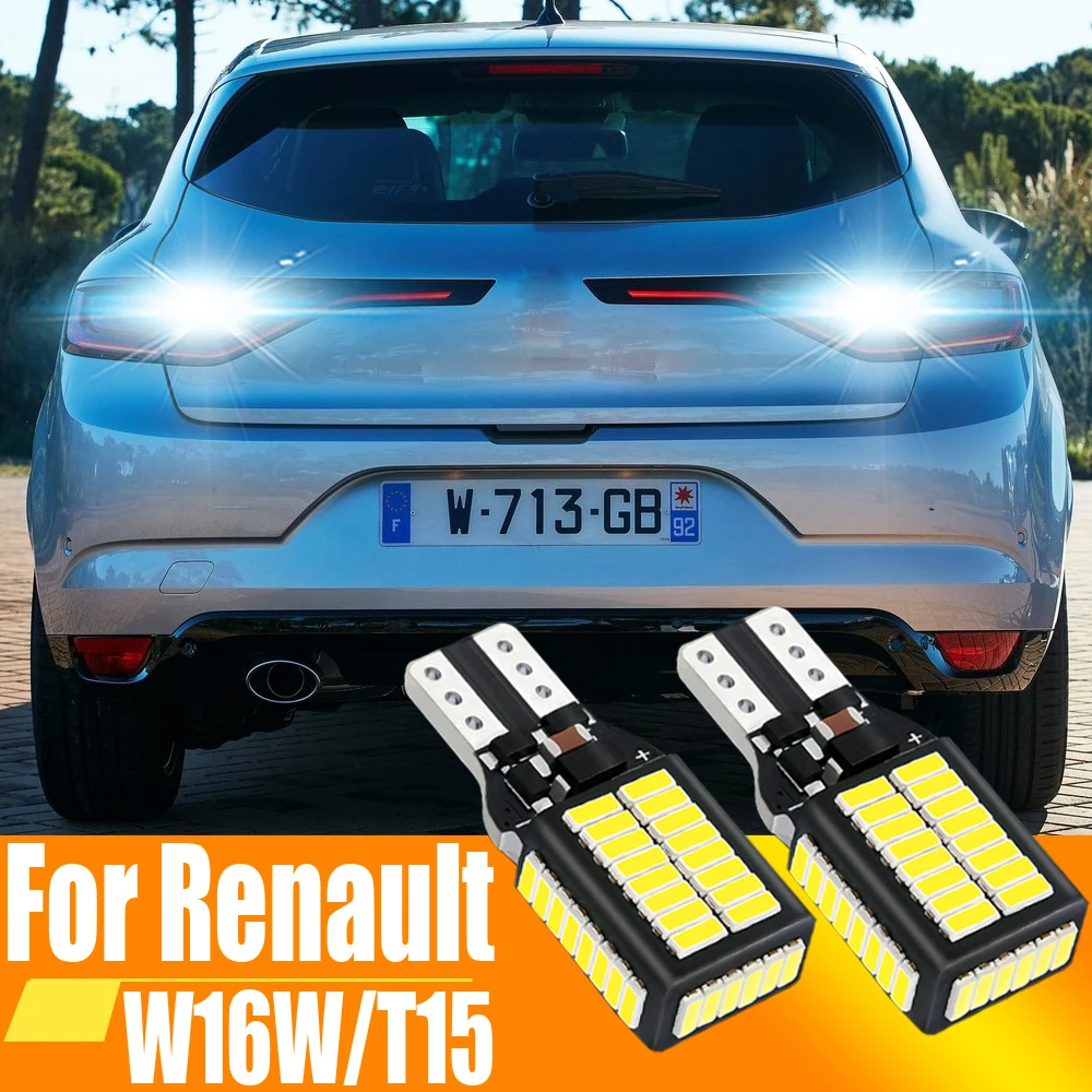 Ampoules LED Canbus pour voiture, lampe de recul pour Renault Megane 4 Scenic 4 Fluence Saloon, W16W, T15, 921, 912, blanc, 12V, 2 pièces