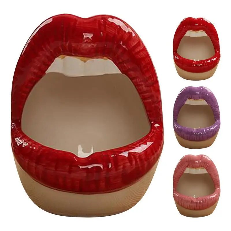 

Sexy Lip Planter Ceramic Red Lips Lipstick Holder Stylish Lip Pot Mouth Planter Desk Hairpin Storage Organizer Cosmetic Holder