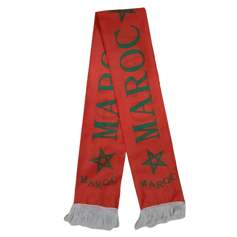 Fast Delivery Football Soccer Fans 100% Polyester Morocco Country National Flag Morocco Scarf