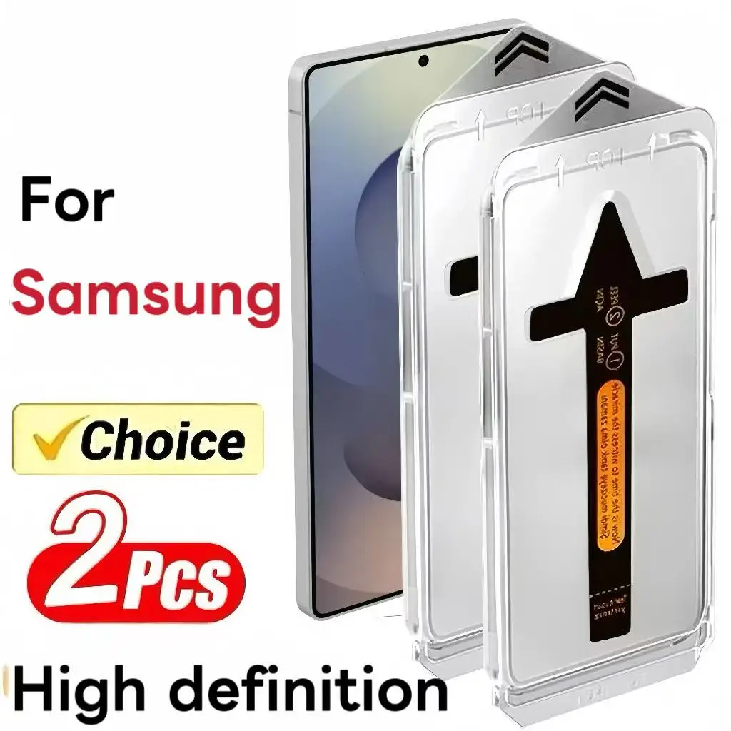 2 stücke Für Samsung Galaxy S25 S24 Ultra S23 S22 Gehärtetes Glas Screen Protector Anti Scratch HD Klar Staub freies Installation Kit