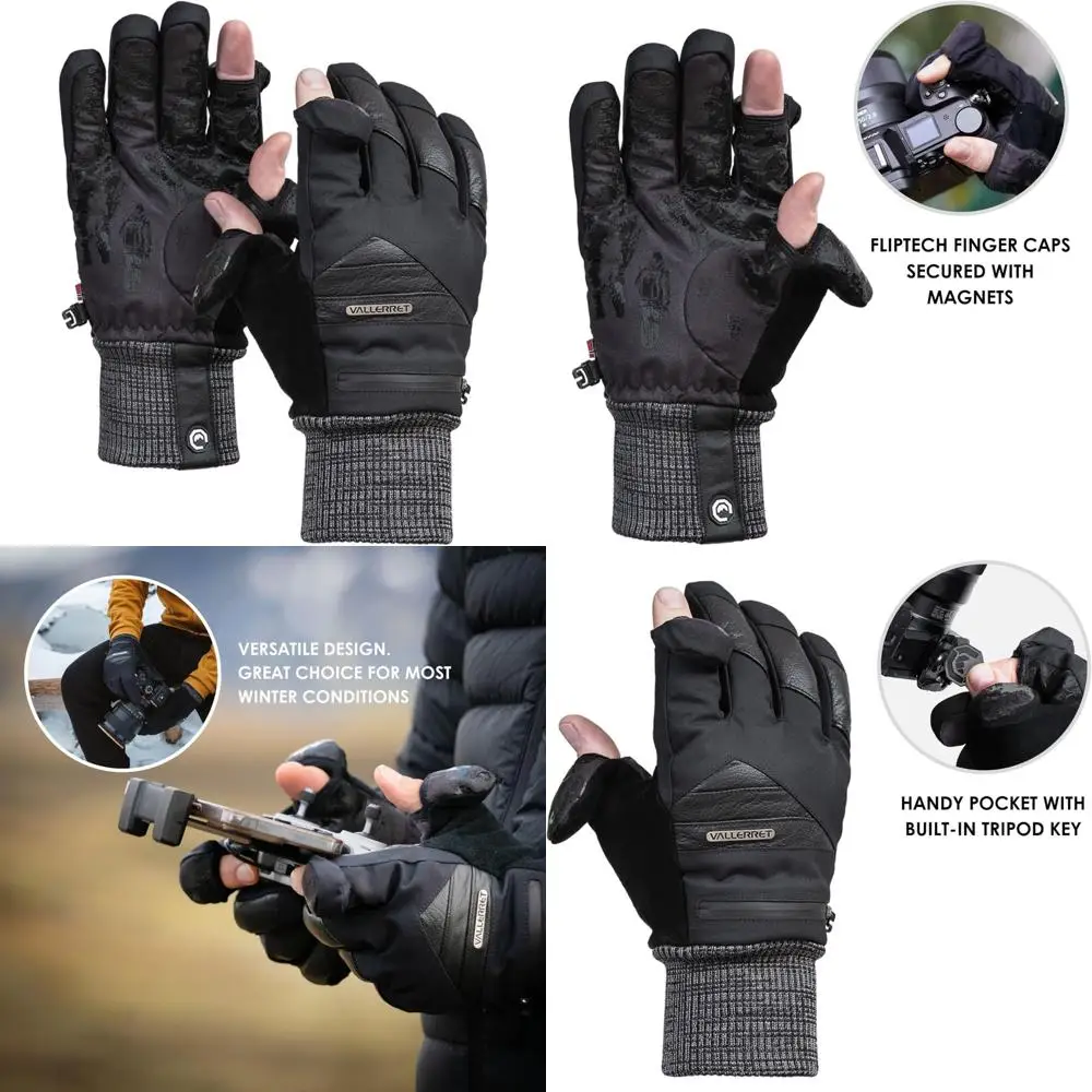 

Photography Gloves Pro Version 3, Black, FlipTech Finger Caps with Magnets, Enhanced Grip for Professional Photography