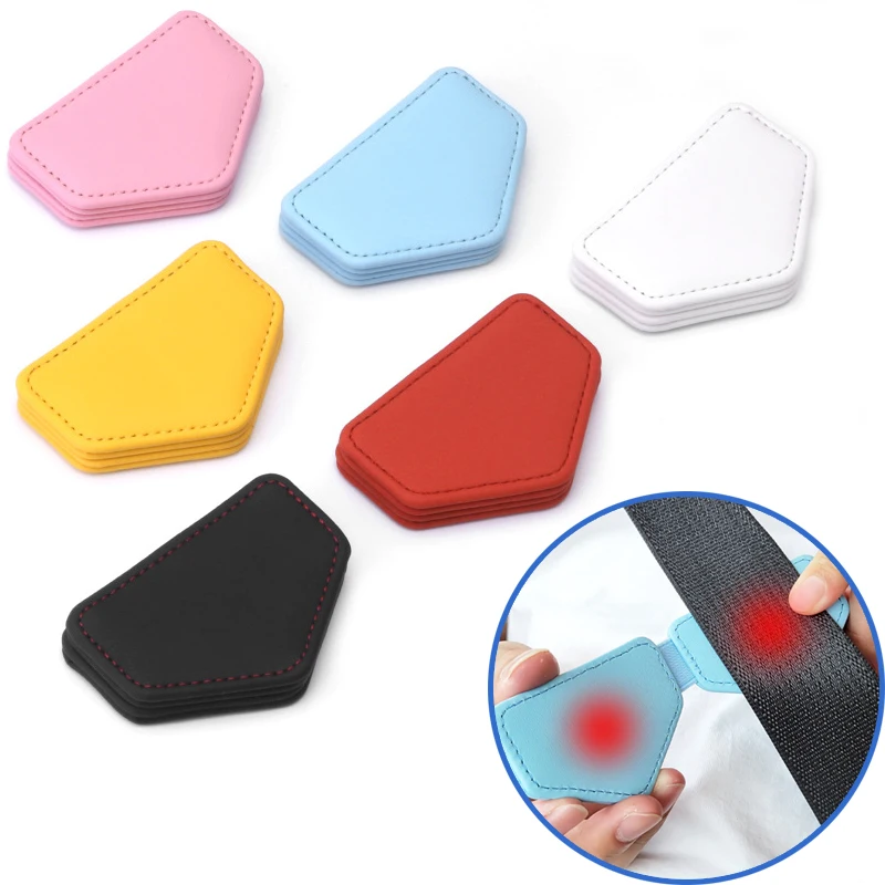 

Car Seat Belt Clip Magnetic Belt Fixing Limiters PU Seat Belt Regulator Safety Tape With Card Clip For Car Interior Accessories