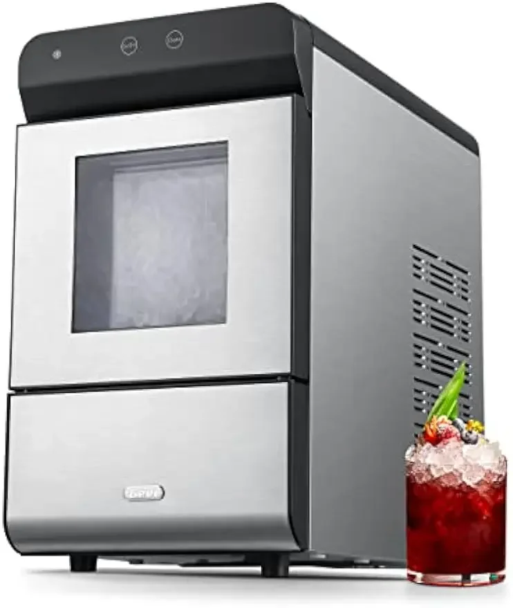 

Countertop Nugget Ice Maker with Viewing Window, Self-Cleaning Pebble Machine, Open and Pour Water Refill