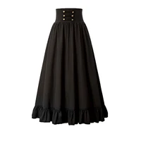 Falda de mujer falda larga victoriana Vintage renacentista cintura alta dobladillo con volantes A-Line corsé plisado Casual faldas de fiesta señora