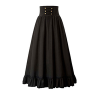 Women Skirt Victorian Maxi Skirt Vintage Renaissance High Waist Ruffled Hem A-Line Corset Pleated Casual Party Skirts Lady