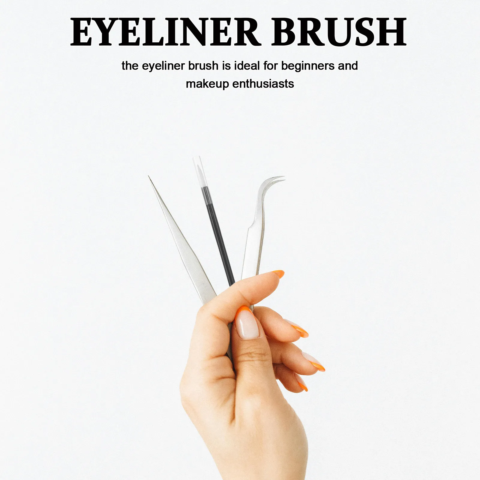 200Pcs Professional Fine Tip Eyeliner Brush with Protective Cap Portable Travel Friendly for Precise Lines Smudging Blending