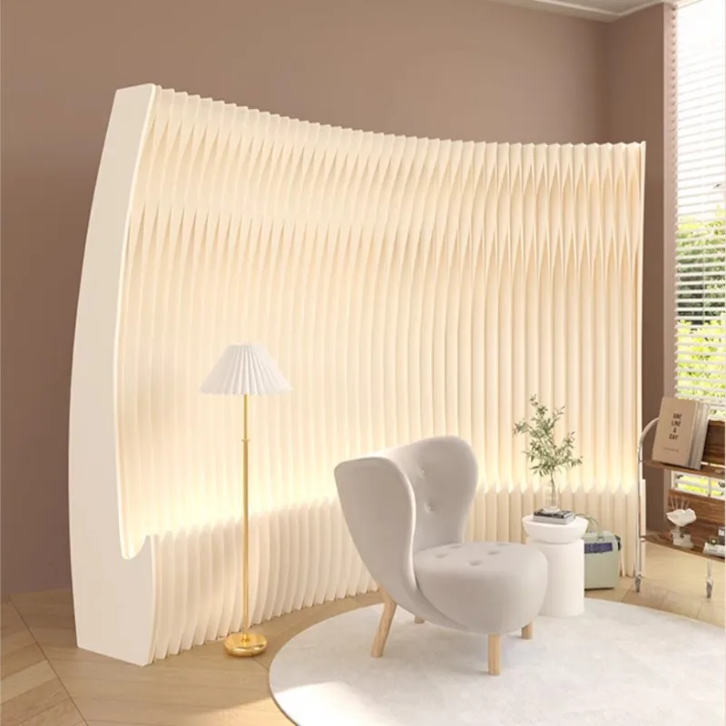 Customizable Half Moon Waterproof White Folding Organ Paper Wall Removable Screens & Room Dividers For Office Porch Partition