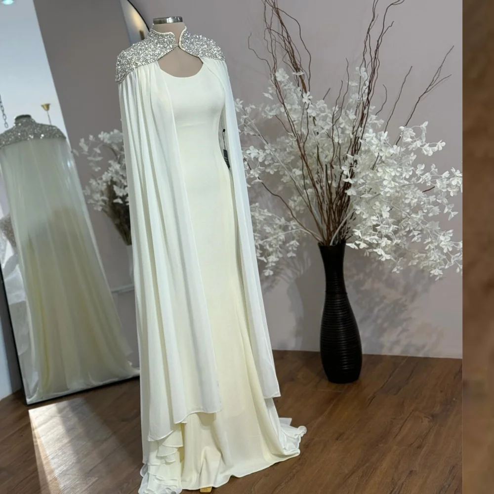 Chiffon Draped Ruched Cocktail Party A-line O-Neck Bespoke Occasion Gown Long Dresses