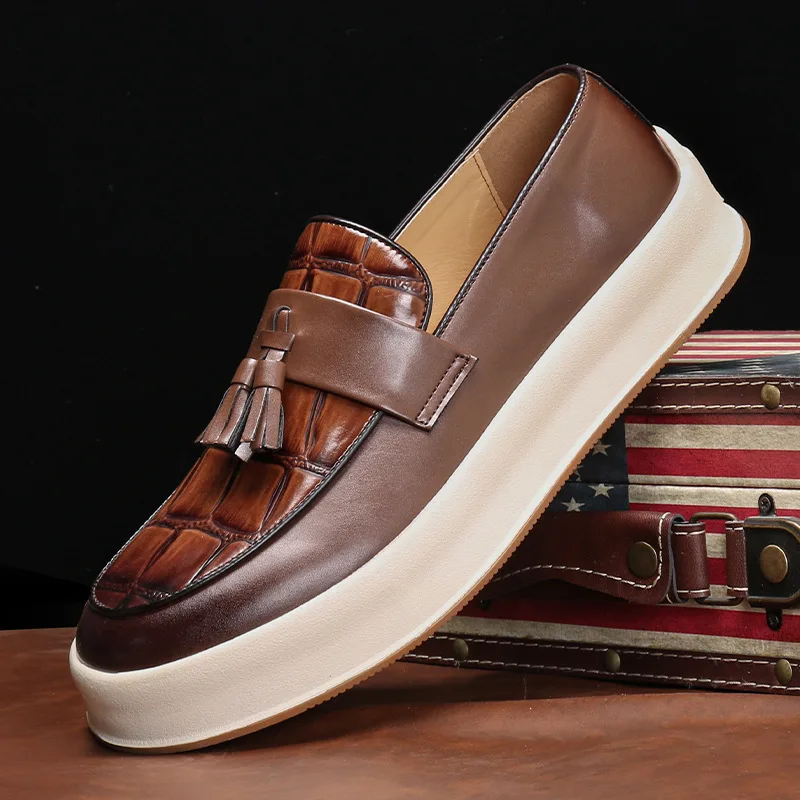 Slip on Shoes Men Leather Shoes for Men Platform Sneakers Casual Shoes Italiano Loafers Men Casuales Office Zapatillas Hombre