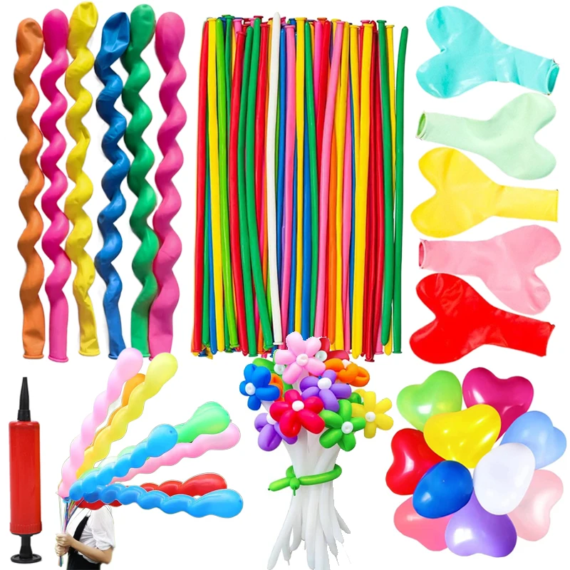 50~200 szt. Balonów lateksowych spiralnych, skręconych, z pompką, w kolorach tęczy, odpowiednich do dekoracji na urodziny, wesele, święta i imprezy, TMZ — zdjęcie 2