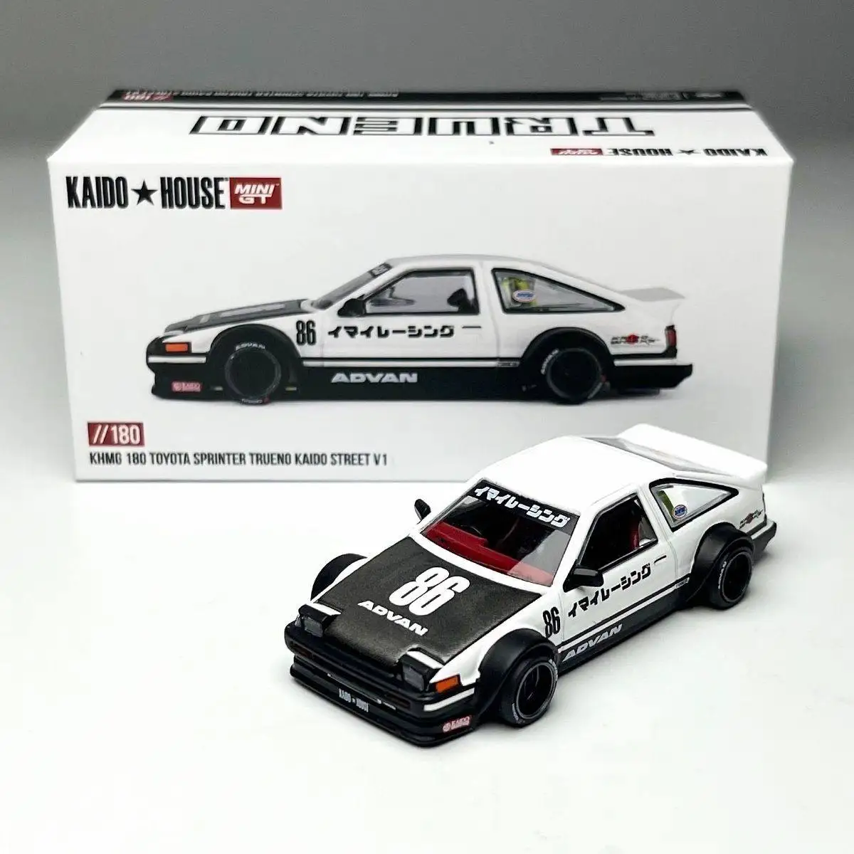 Diecast Kaido House X MINIGT 1:64 Scale #180 AE86 Modified Edition Alloy Car Model