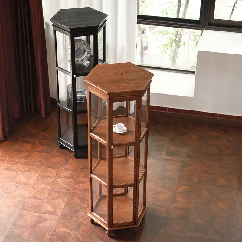 Retro transparent glass display cabinet wine medieval furniture jewelry home jewelry display  cabinet