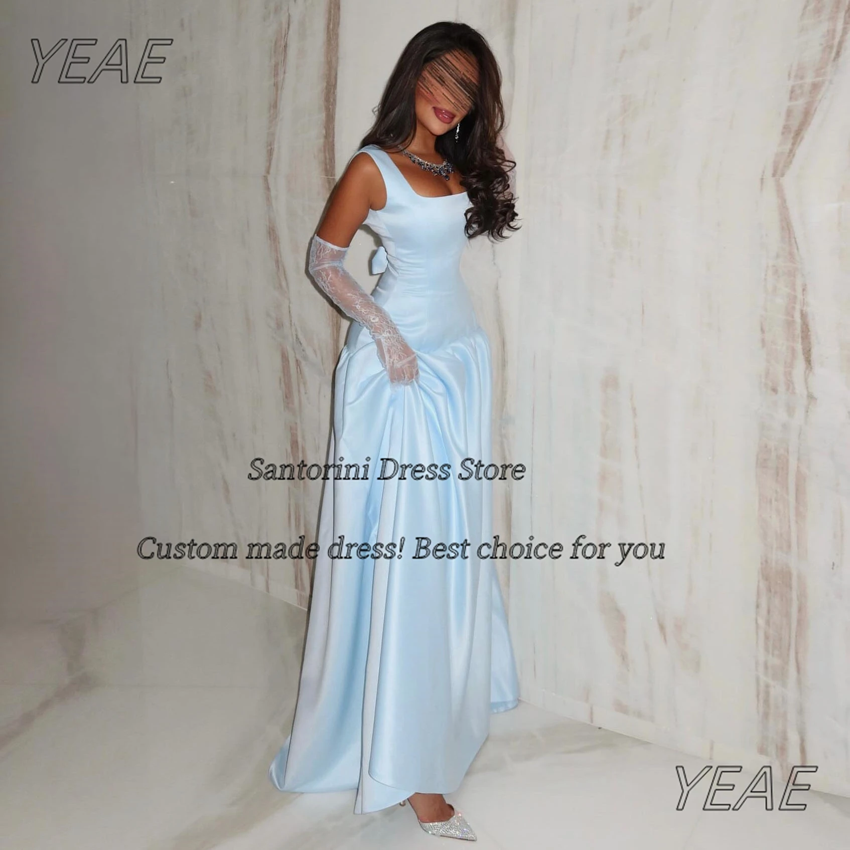 Santorini Simple Prom Dresses Off Shoulder Bridesmaid Dress for Weddings Party Bows Sexy Back Evening Gowns Customized